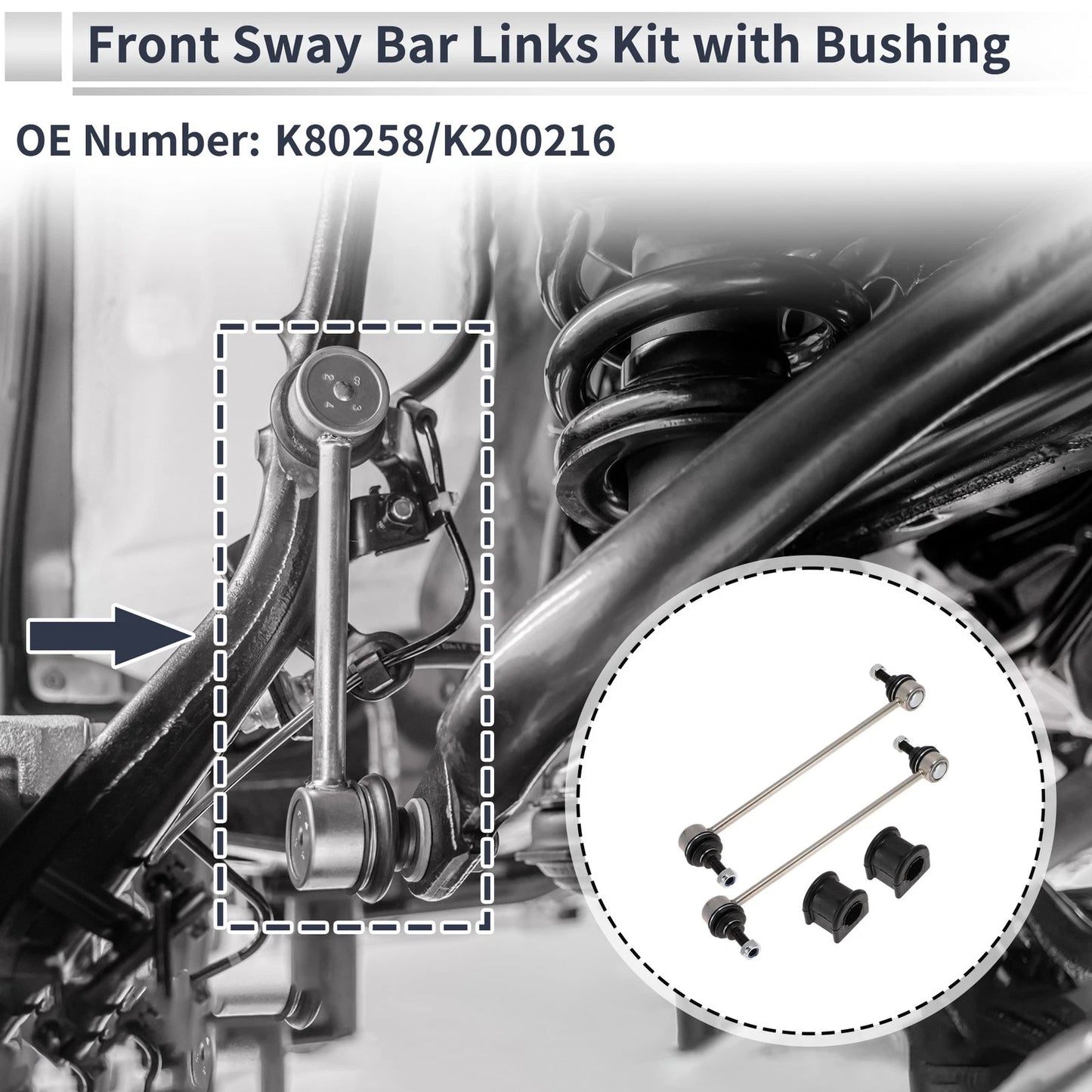 Set of 2 Front Stabilizer Bar Links with Bushings for Jeep Patriot (2007–2017)