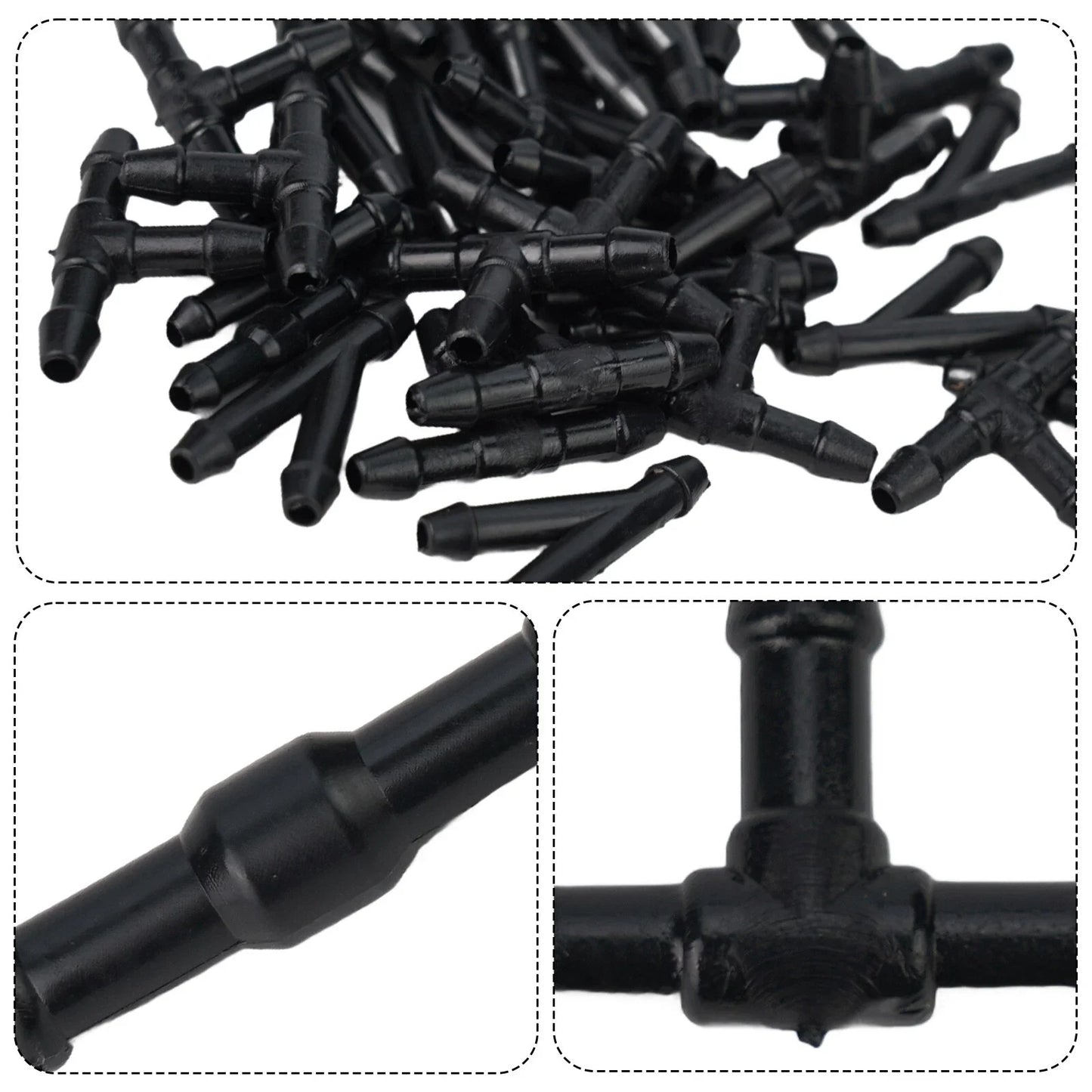 Water Connector Hose Wiper 36pcs Black Fittings Joiner Plastic Splitter