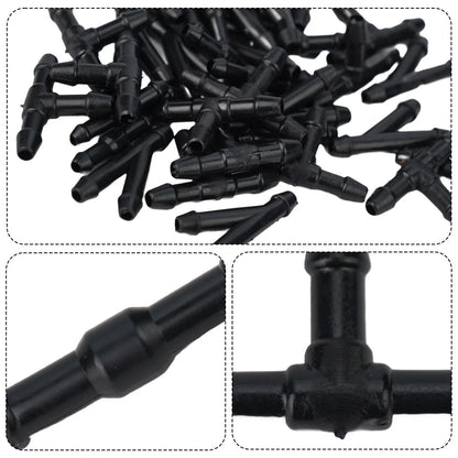 Water Connector Hose Wiper 36pcs Black Fittings Joiner Plastic Splitter