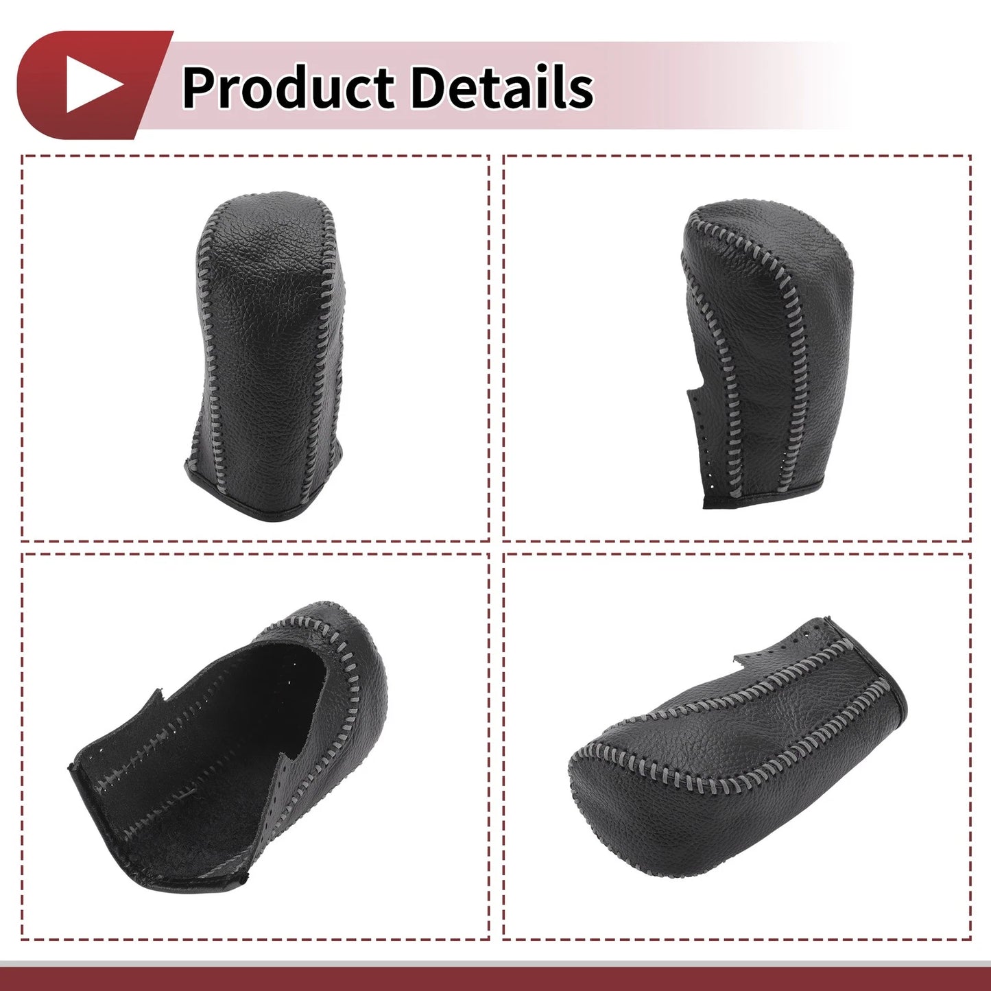 Gear Shift Knob Cover for Ford Fiesta (2009–2012) - Black Gray Faux Leather