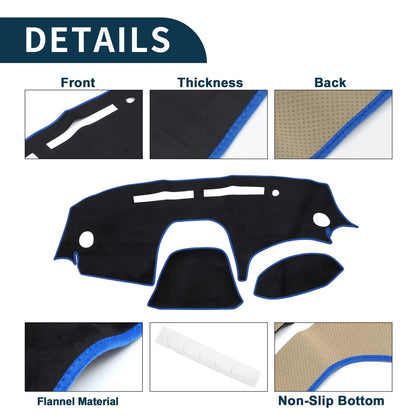 Dashboard Dash Cover Mat for Daihatsu Cast LA250S/LA260S (2014–2020) Black Blue Set