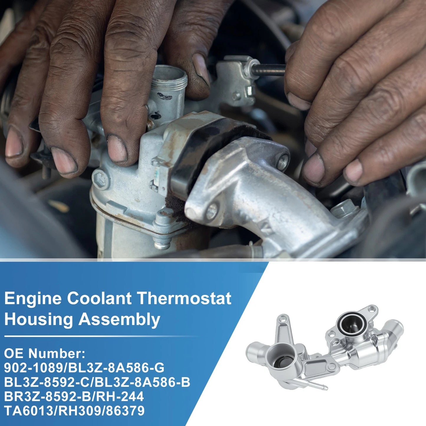 Engine Coolant Thermostat Housing Assembly for Ford Expedition, Explorer, F-150 (1997–2023)