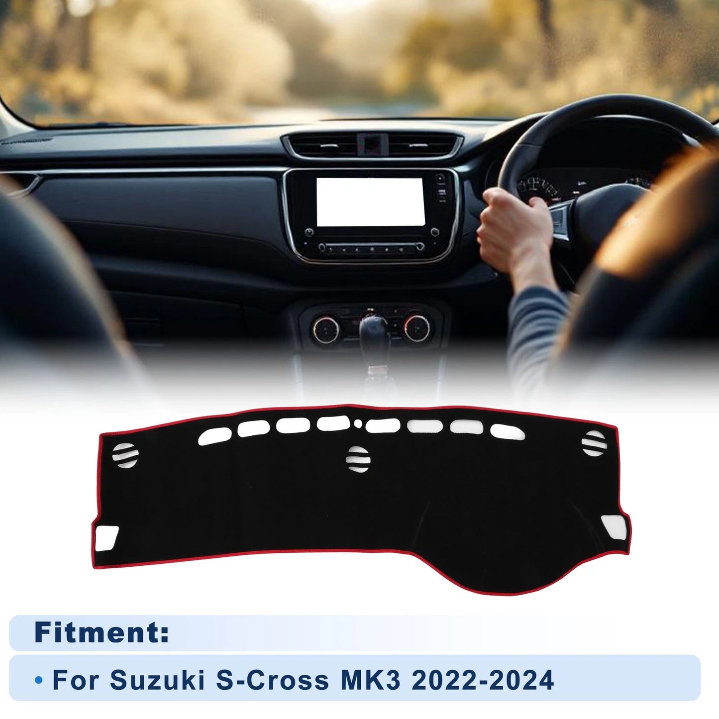 Dash Cover for Suzuki S-Cross MK3 (2022–2024) Polyester Black Red Edge