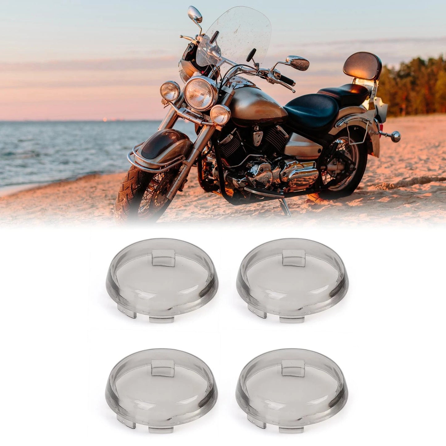Set of 4 Turn Signal Light Indicator Lens Covers for Harley Davidson (51mm)