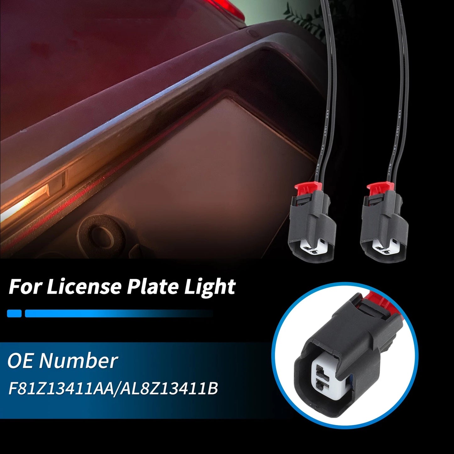 Rear License Plate Light Connector Socket Kit for Ford F-150 (2001–2014)