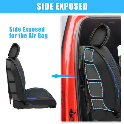Front Seat Covers for Dodge Ram 2009-2023 Black Blue 2 x Cushion Covers