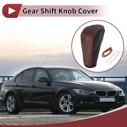 1 Pc Gear Shift Knob Cover for BMW 3 Series E90 Brown Faux Leather