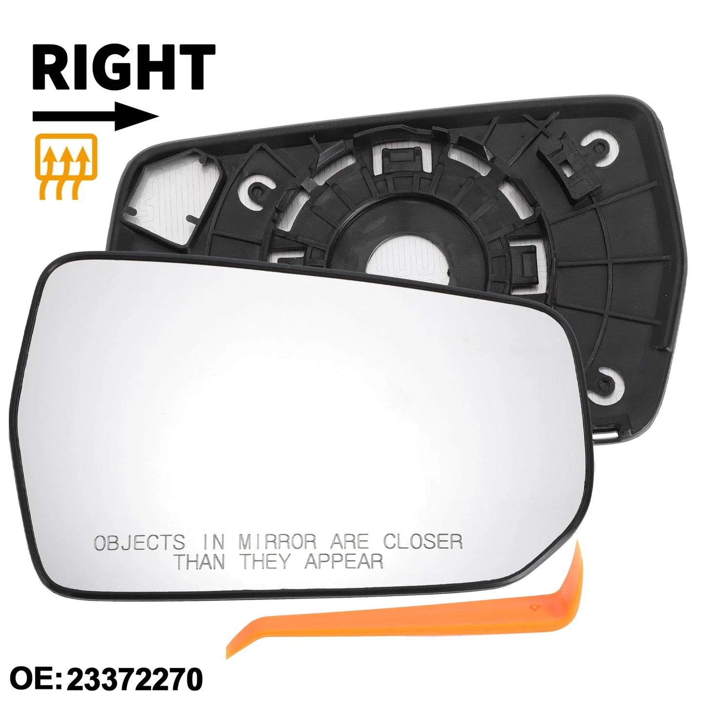 Heated Right Passenger Side Mirror Glass for Chevrolet Malibu (2016-2021)