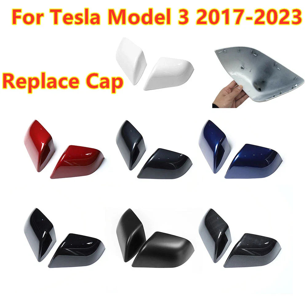 2 x Rearview Mirror Cover Caps for Tesla Model 3