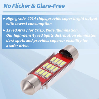 2X LED Dome Light Bulbs 4014 Chip 41mm