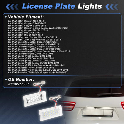2X LED License Plate Light for MINI Cooper (R56) (2006–2013) No. 51132756227