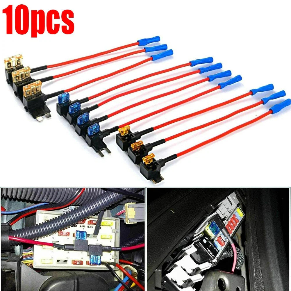 10 x 12V automotive fuse adapter with connector and fuse holder