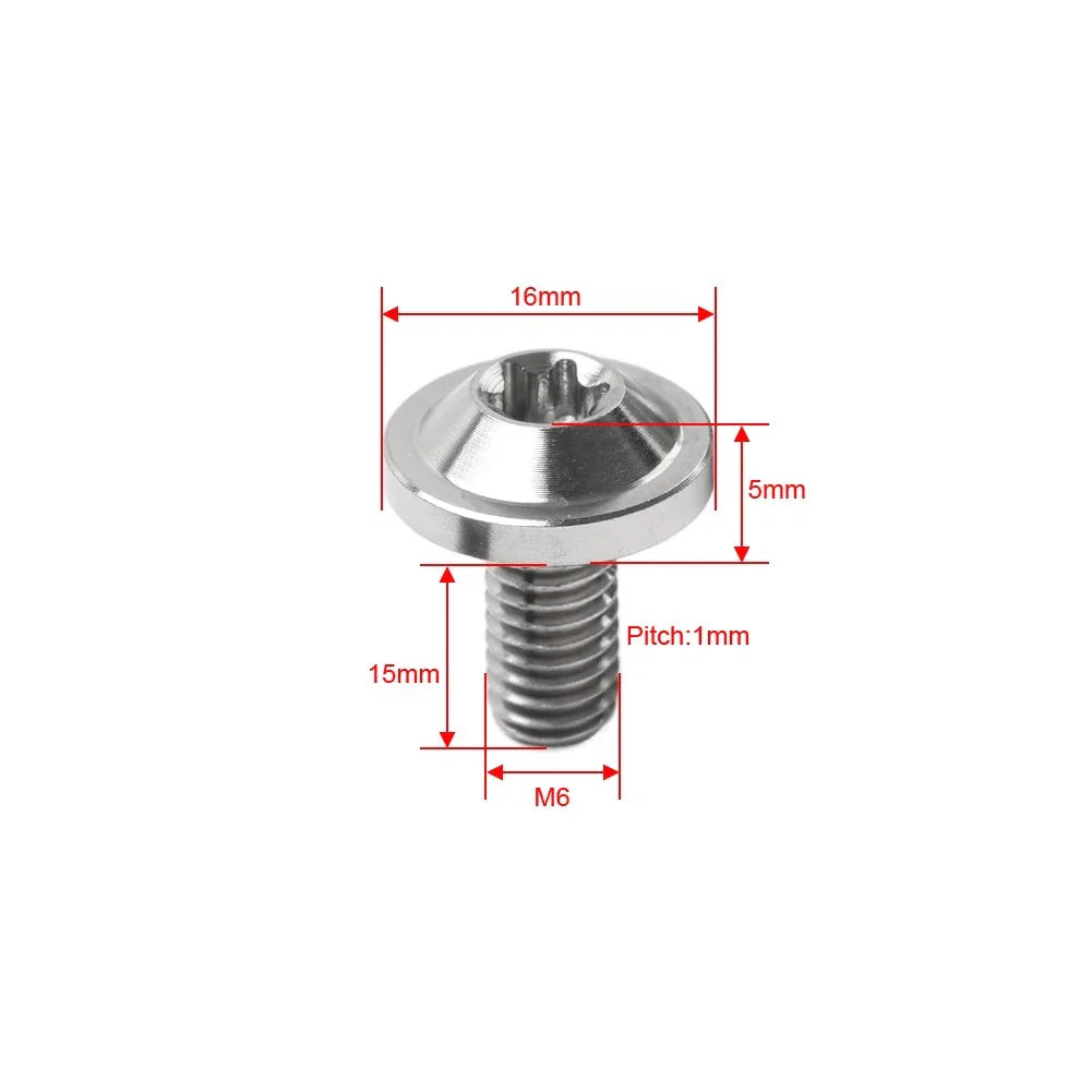 6 x M6x15mm Titanium Alloy Torx Head Bolts for Bike Motorcycle