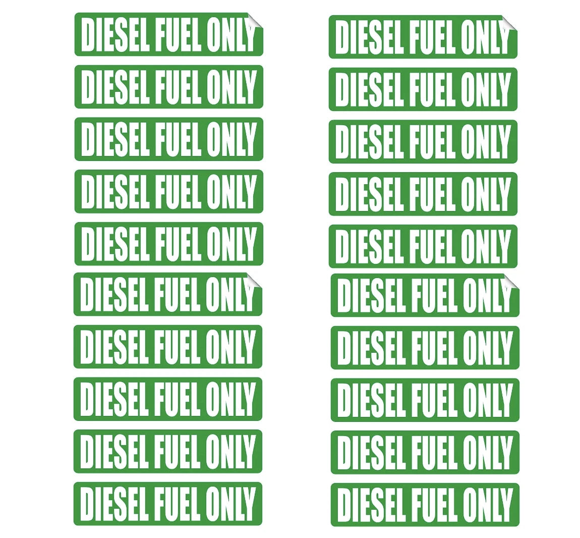 Set of 20 Diesel Fuel Only Stickers for Fuel Door
