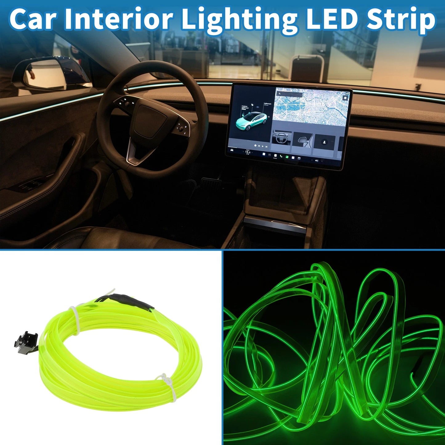 2m LED Strip Lighting for Car Decoration (12V) Fluorescent Green
