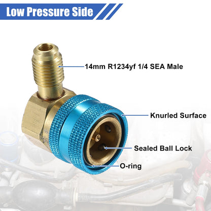 Set of 1 R1234YF 90 Degrees Quick Coupler Head Adapter for Car Air Conditioning