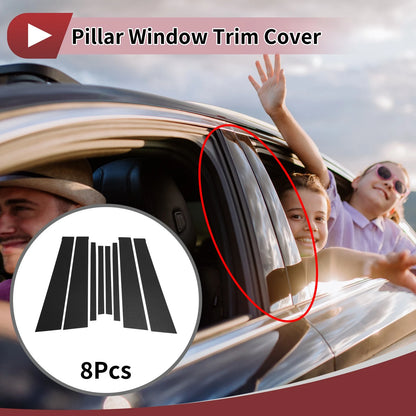 Door Pillar Window Trim for Nissan Tiida (2004–2014) Black Carbon Fiber