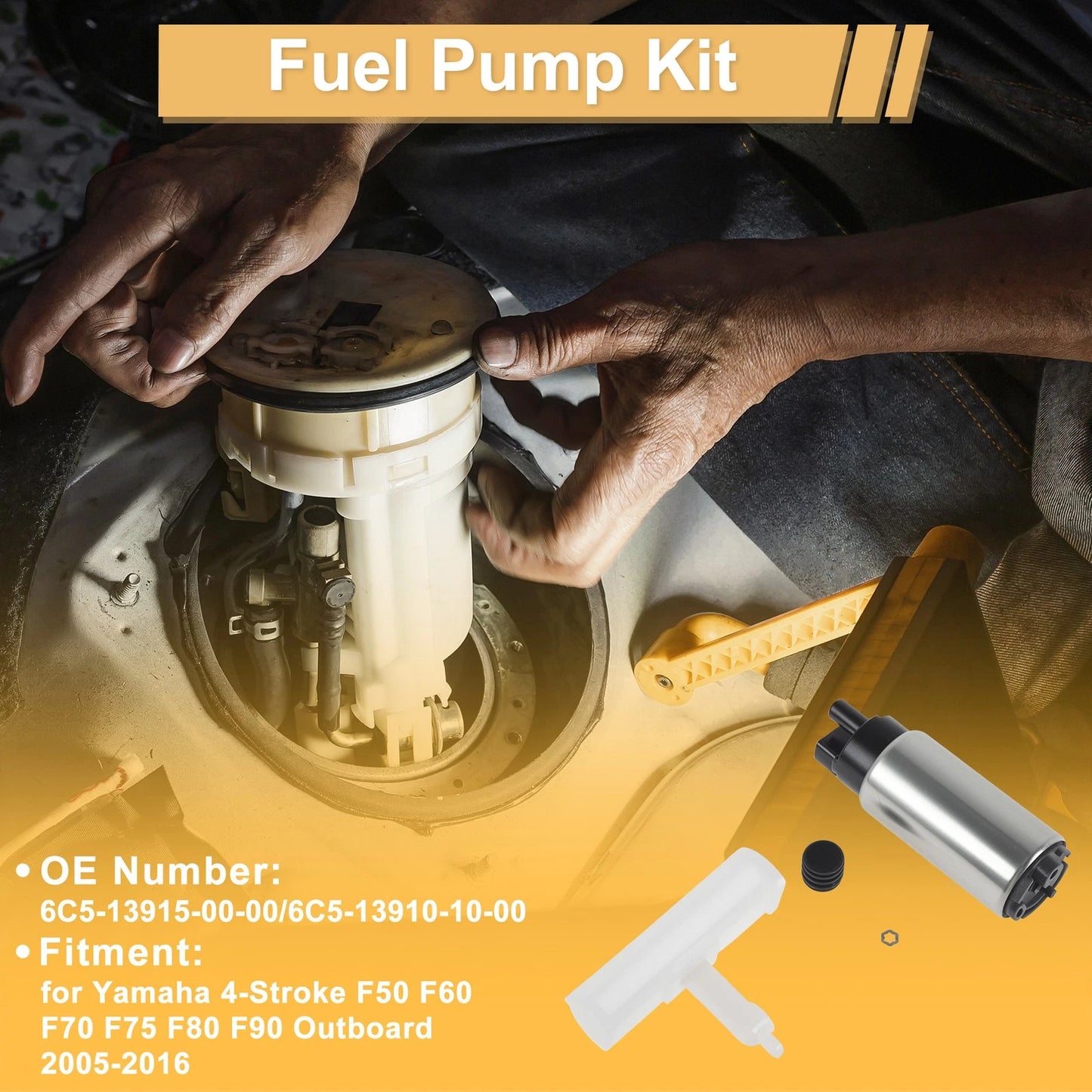 Fuel Pump for Yamaha 4-Stroke F50 F60 F70 F75 F80 F90 (2000–2023) 6C5-13915-00-00