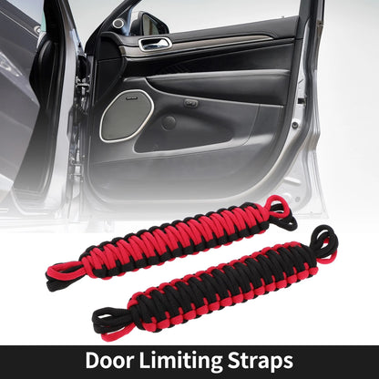 2X Door Limiting Straps for Jeep Wrangler TJ JK JKU (1997–2018) Black Red