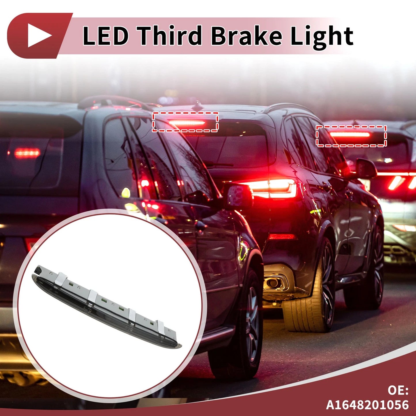 Black LED Third Brake Light for Mercedes-Benz W164 ML (2006–2011) No.A1648201056