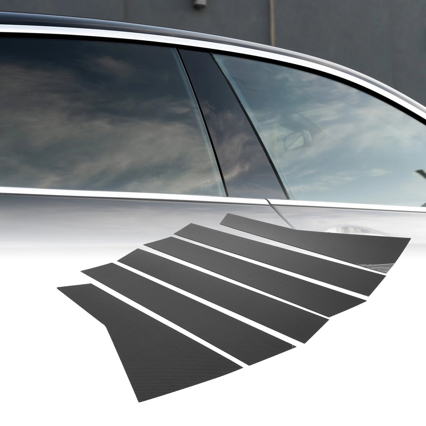 Set of 6 Car Pillar Window Trim Covers for Honda CR-V (2017–2022) Black Carbon Fiber