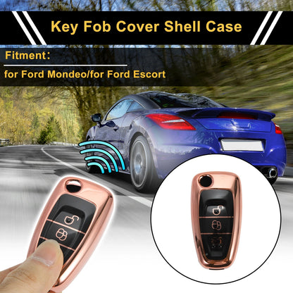 Rose Gold TPU Silicone Car Key Case for Ford Mondeo (2000–2007)