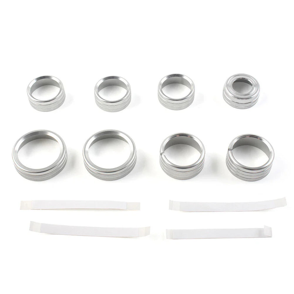 8x Air Conditioner Switch Knob Trim Silver for GMC Sierra (2014-2018)