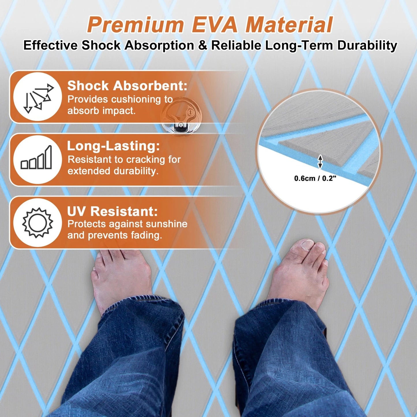 Self-Adhesive Boat Flooring Strip for Various Models (96" L x 16" W)