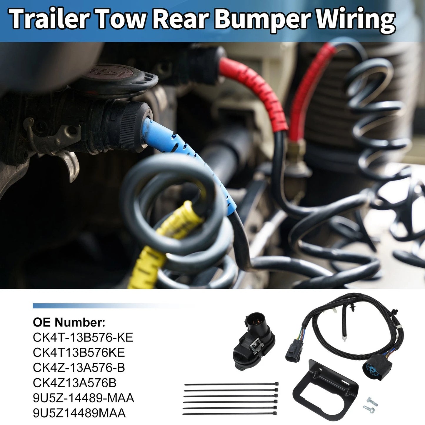 Trailer Tow Rear Bumper Wiring Connector Harness Kit for Ford (2015–2020)