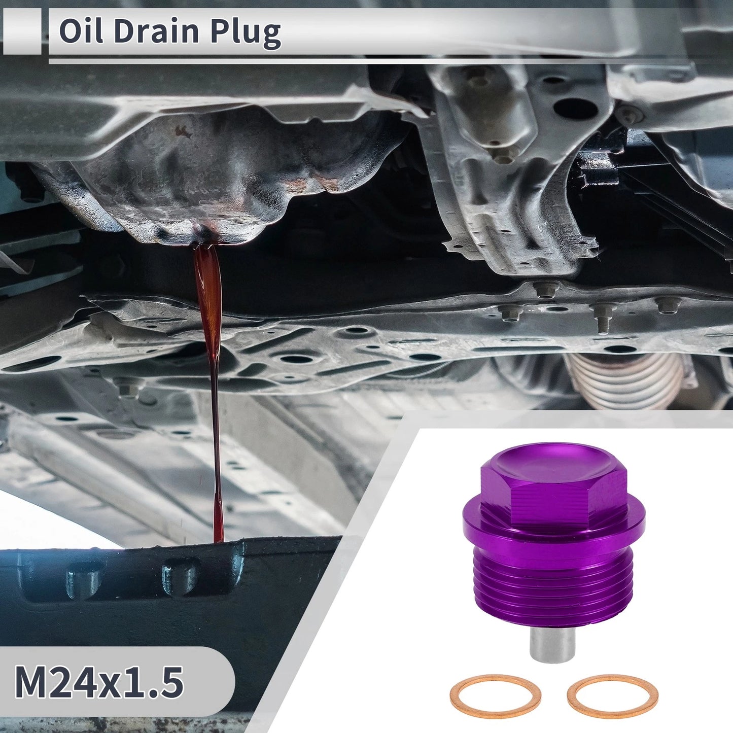 Set of 1 M24x1.5 Engine Oil Drain Plug with Gasket for Car Motorcycle Boat
