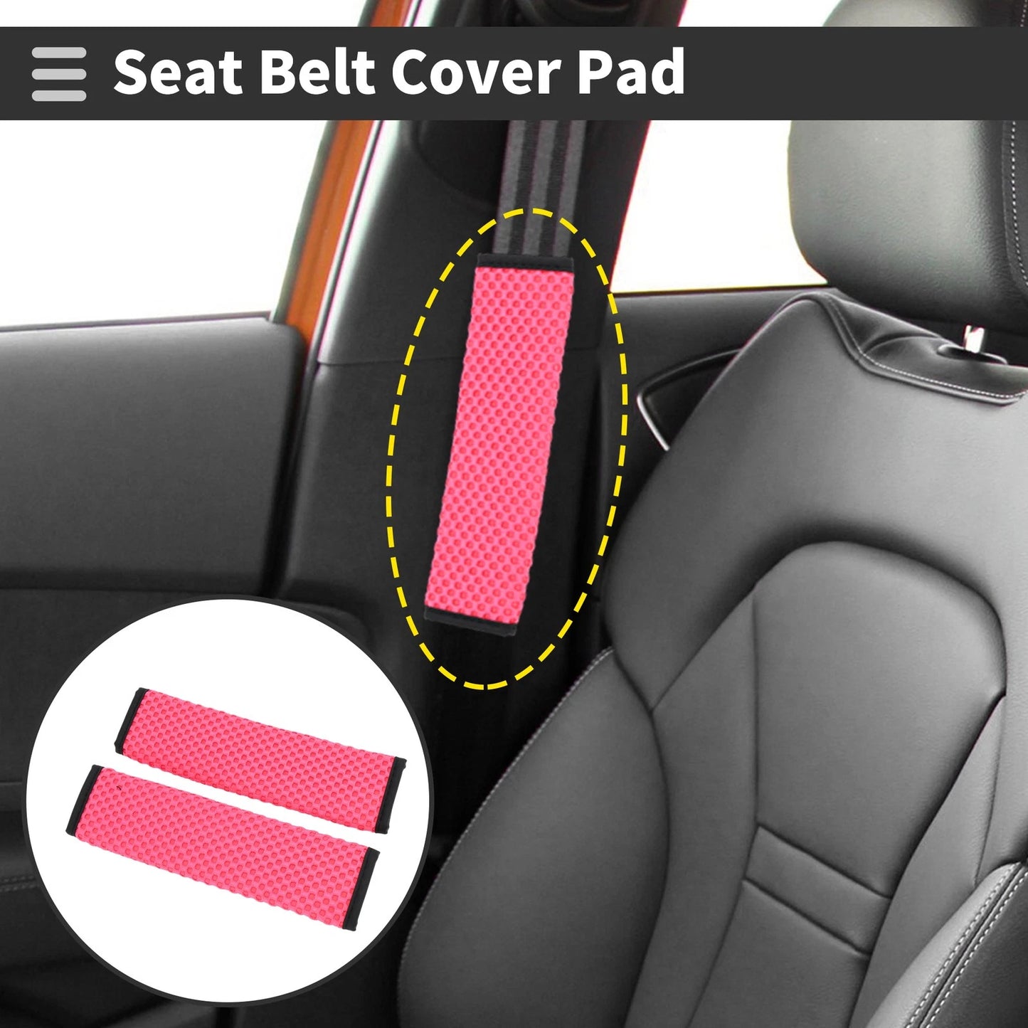 Set of 2 Rose Red Seat Belt Cover Pads for Universal Fit (23cm)