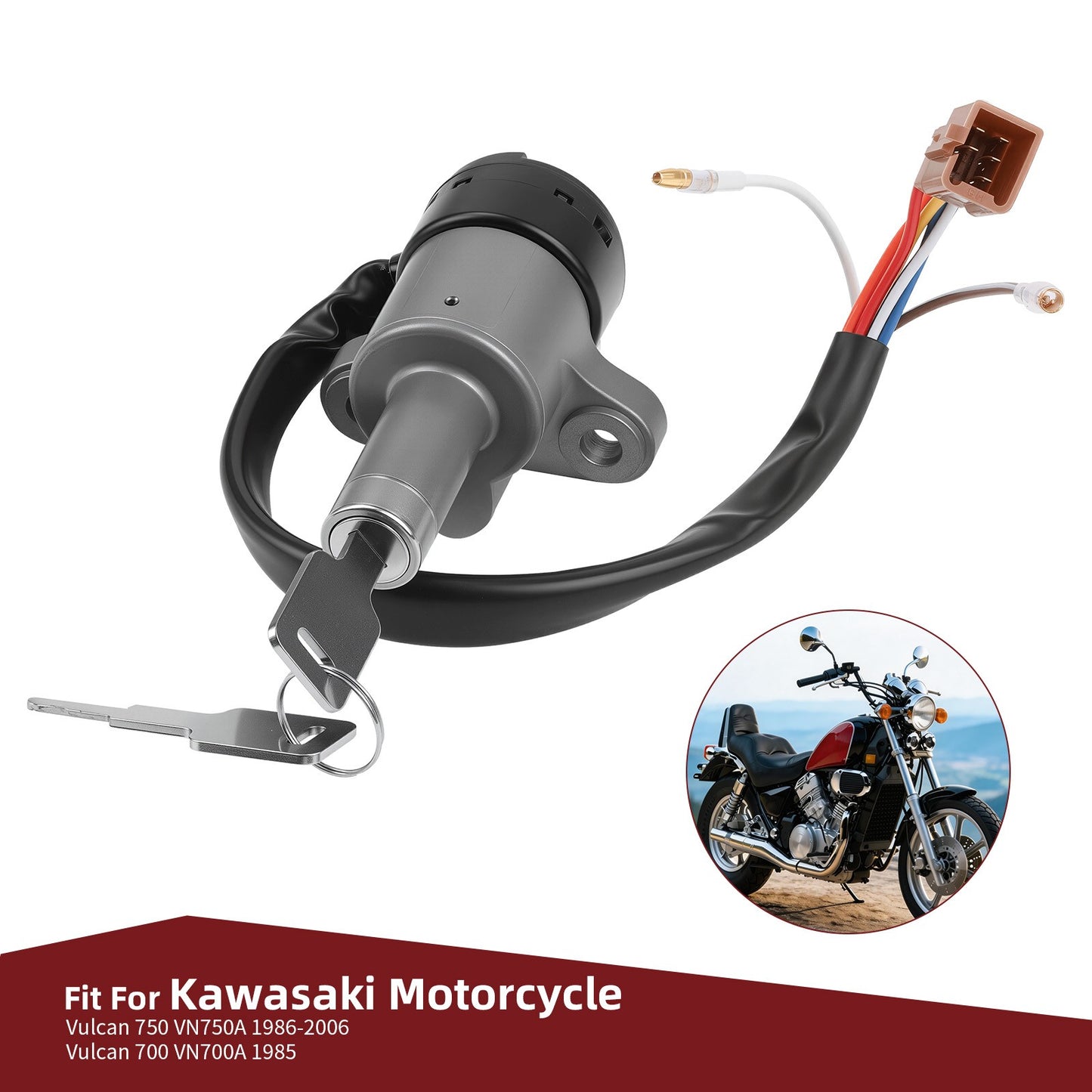 Ignition Key Switch Assembly for Kawasaki Vulcan 700 750 (1985–2006)