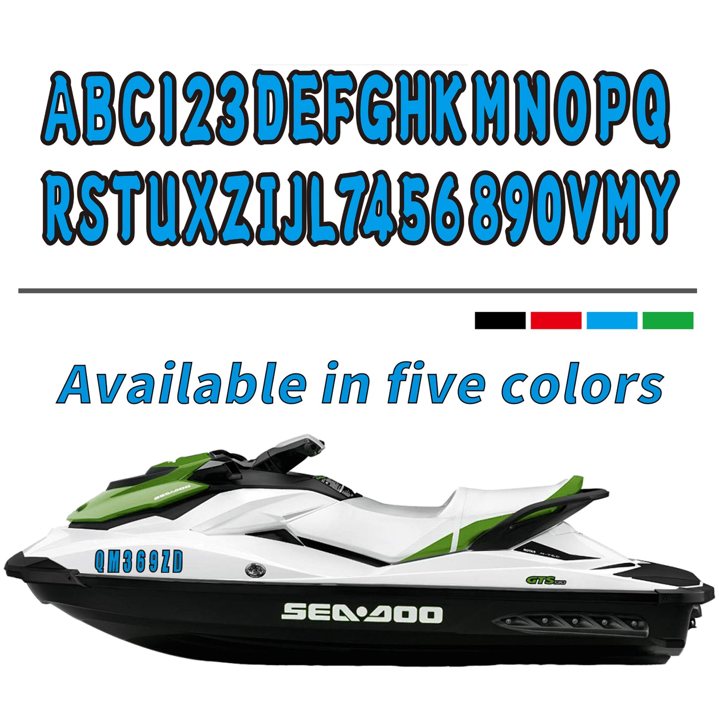 Set of 4 Custom Boat Registration Numbers Decal Stickers A-Z 0-9 Blue