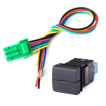 1x Black Dual Dashboard Square Switch Button w Harness for Toyota Current Model
