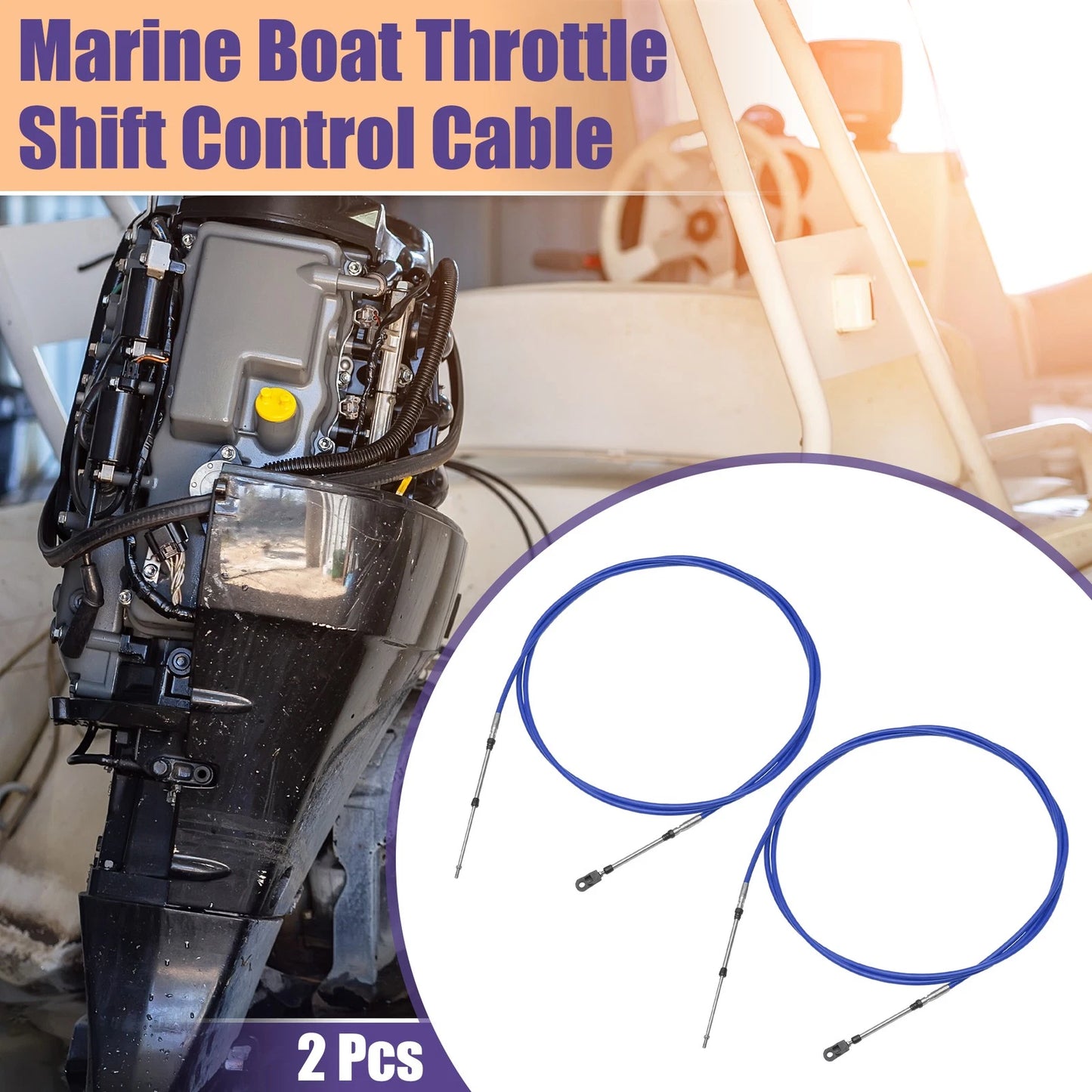 2 Pcs Throttle Shift Control Cable for Marine Boat (400cm/13FT)