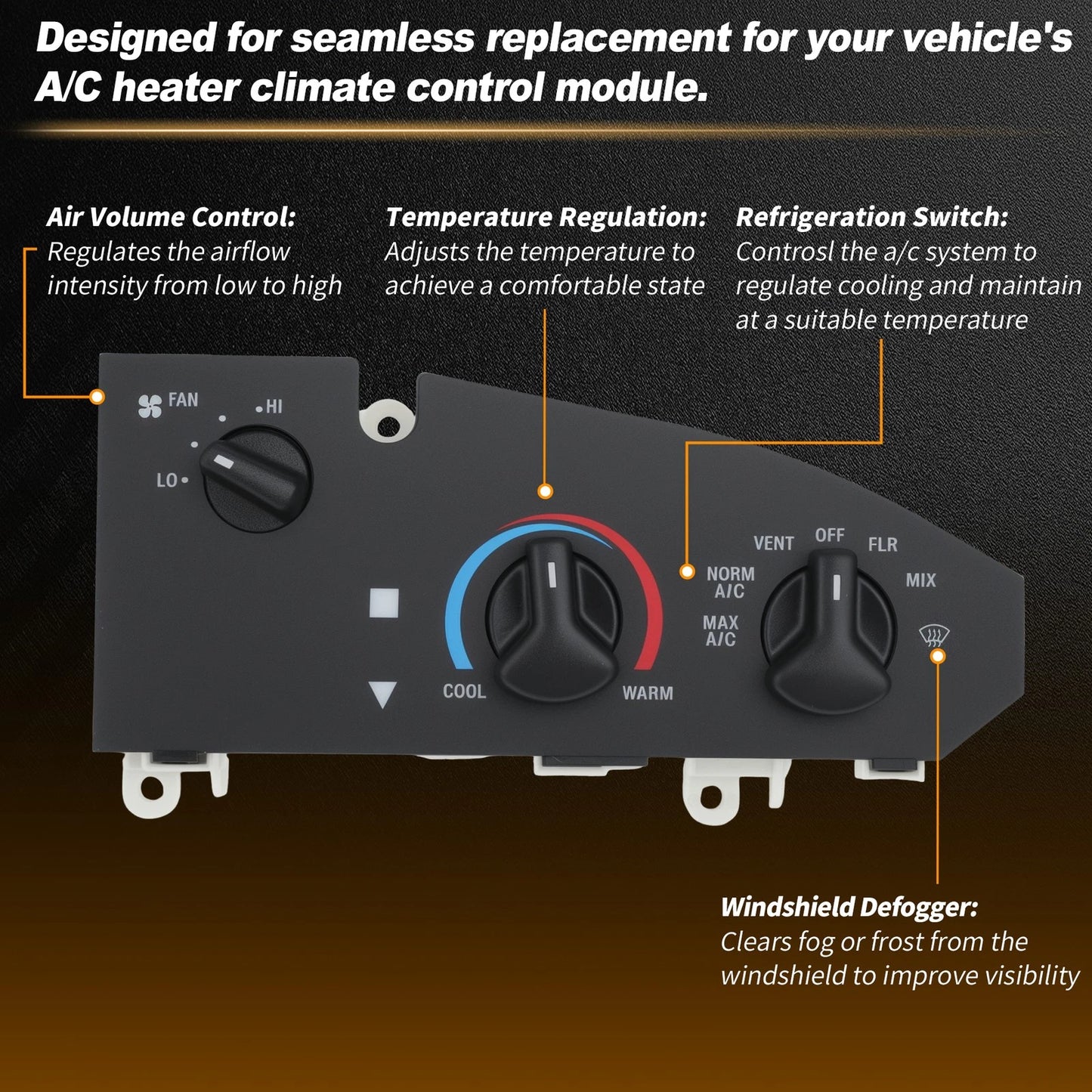 3 Knob AC Heater Climate Control Panel 5C2H19E764AA for Ford E150 E250 (2005–2014)