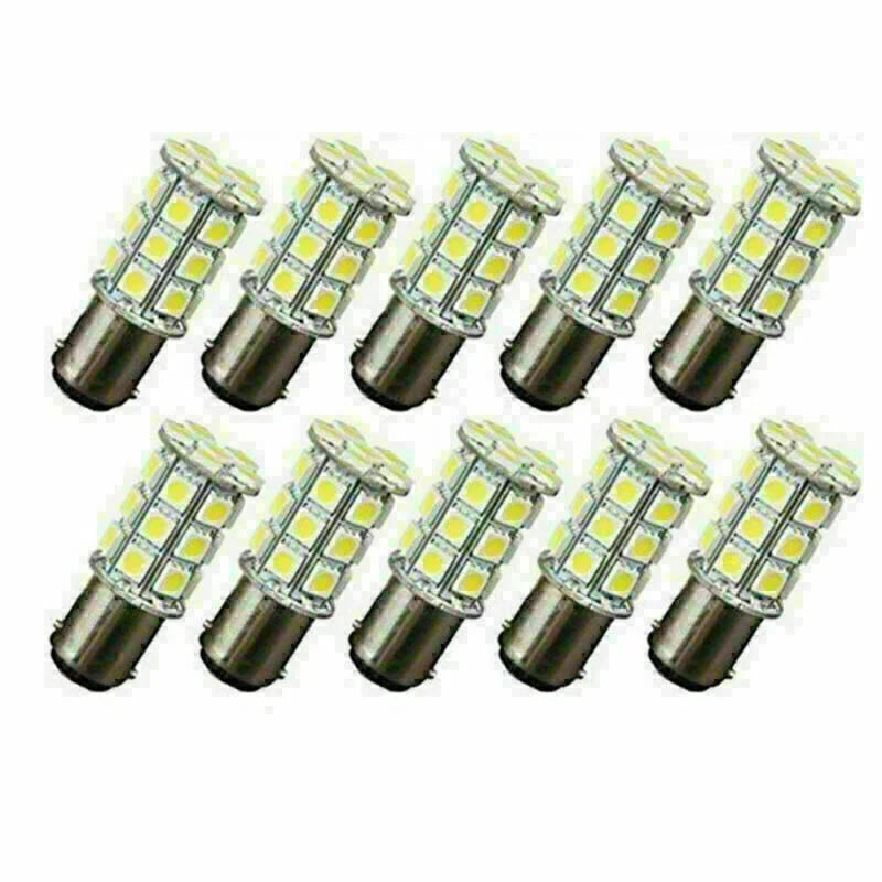 10 x CE BA15D 27SMD Red RV Marine Boat Trailer Light Bulbs