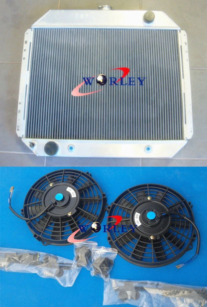 3 Row Aluminum Radiator + Fan for Ford F100 F150 F250 F350 Bronco (67-81)