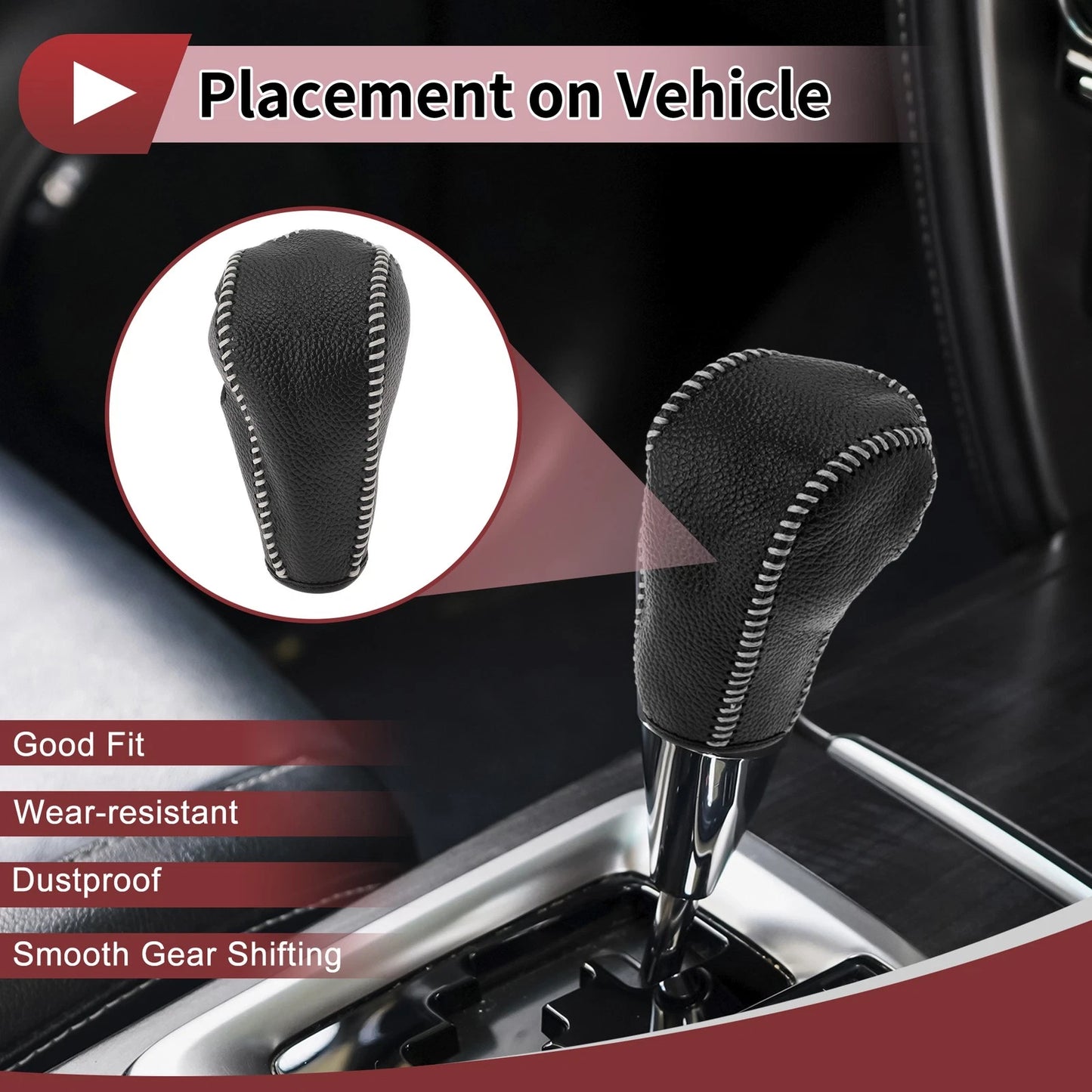 1 Pc Gear Shift Knob Cover for Ford Edge (2011–2014) Beige Faux Leather
