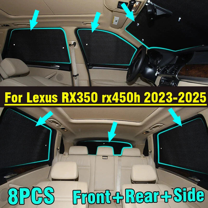 8X Front Side Rear Window Windshield Sunshade for Lexus RX350 (2023–2025)