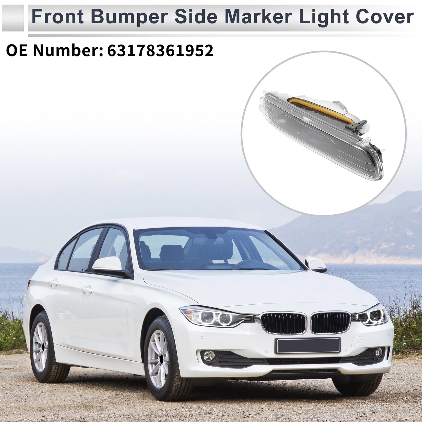 Right Front Bumper Side Marker Light Cover for BMW 3 Series (No. 63178361952)