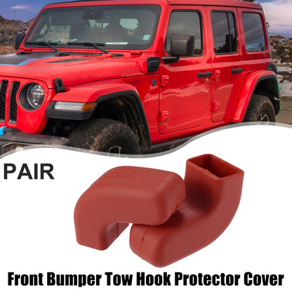 Pair Front Bumper Tow Hook Covers for Jeep Wrangler JK JL (2007–2023) Red