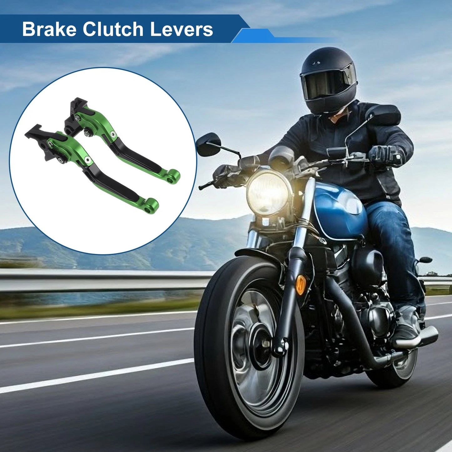 Adjustable Brake Clutch Lever for Kawasaki Vulcan S 650 (2015–2023) Green Black