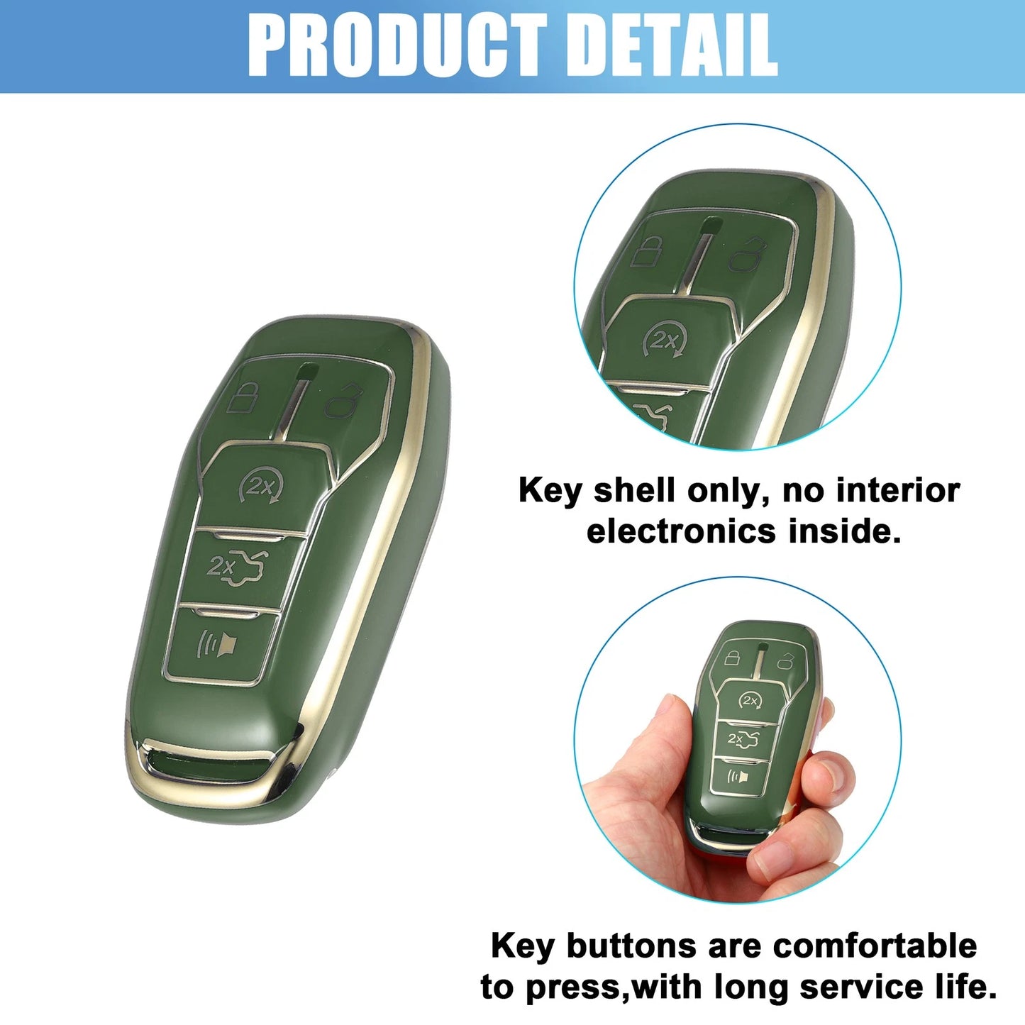TPU Remote Key Fob Case Cover for Ford Fusion F150 (2013–2020)