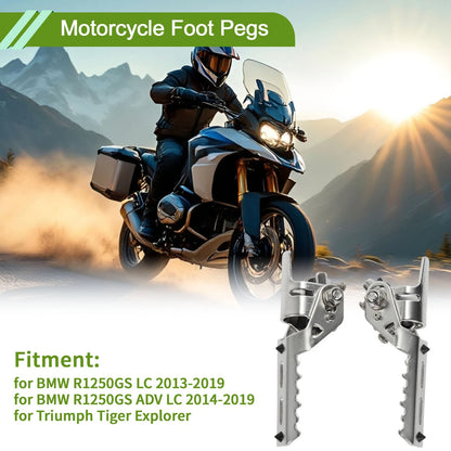 Foot Pegs for BMW R1250GS LC (2013–2019) - Silver Tone, 1 Pair