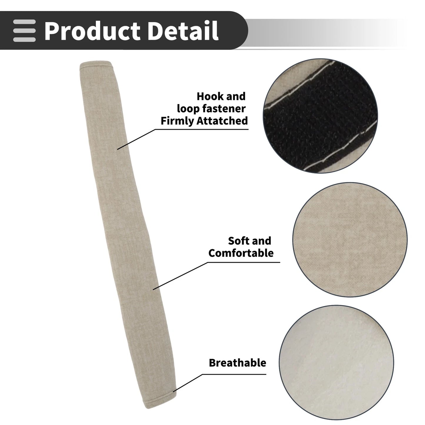 Beige Seat Belt Cover Pad for Universal Vehicles (19.69 Inch)