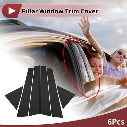 6 Pcs Door Pillar Window Trim for KIA Cerato (2009–2012) Black