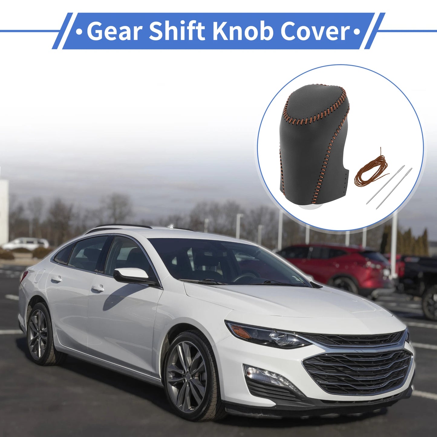 1 Pc Gear Shift Knob Cover for Chevrolet Malibu (2016–2020) Black Brown