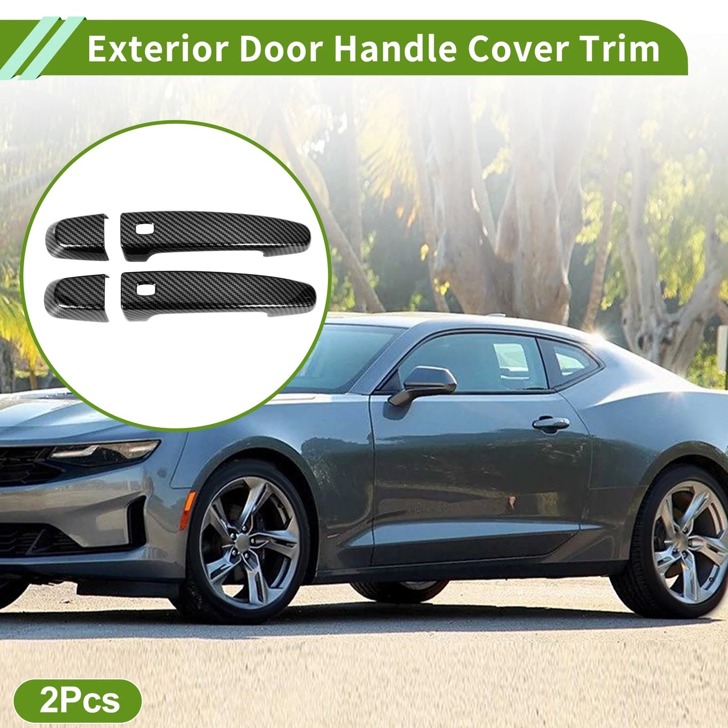 Exterior Door Handle Cover Trim for Chevrolet Camaro (2016–2023) Carbon Fiber Black