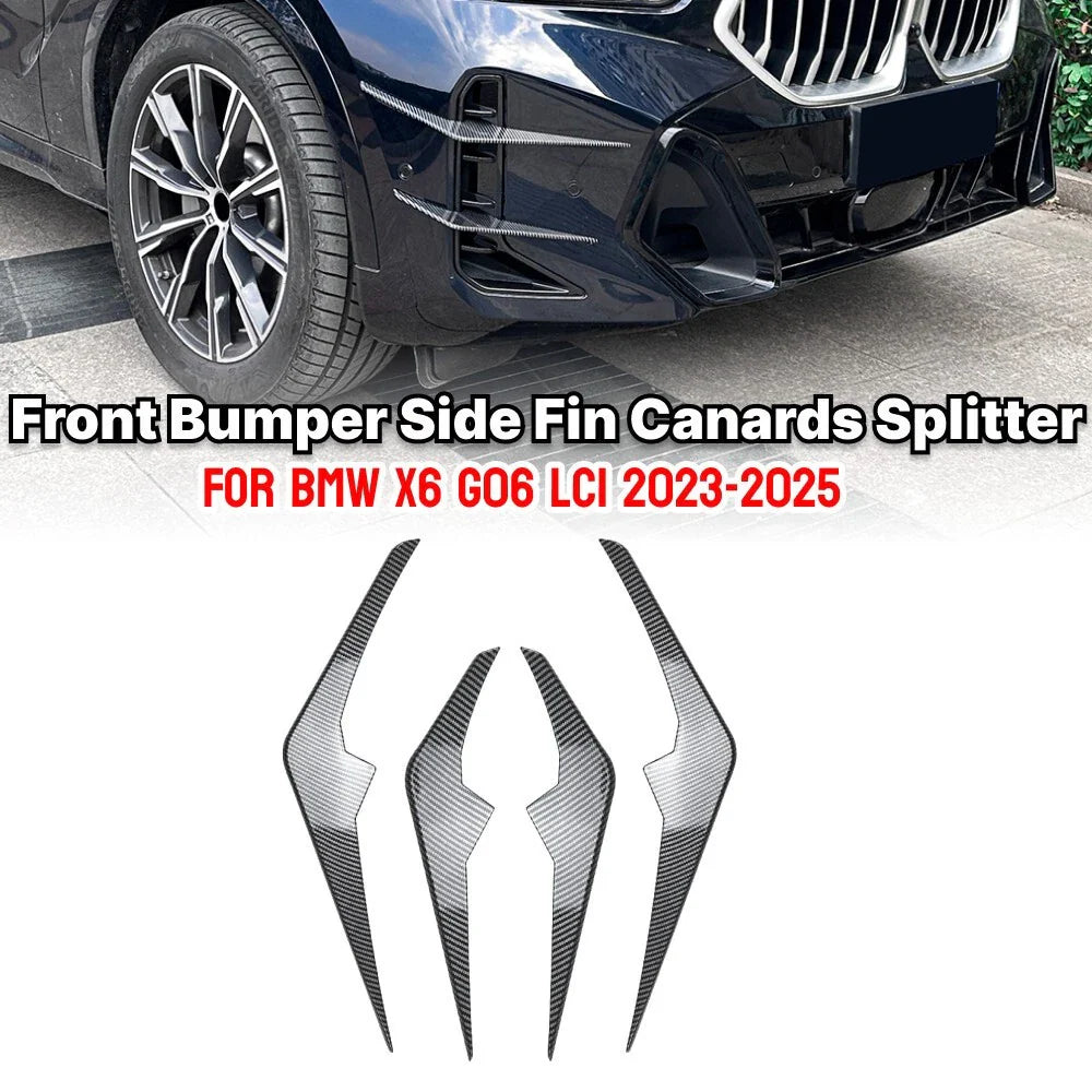 Carbon Fiber Look Front Bumper Side Fin Canard Splitter for BMW X6